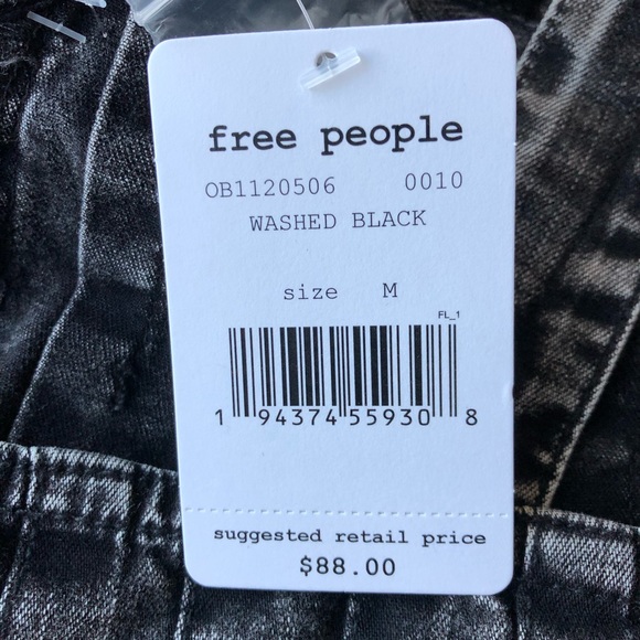 NWT  Free People Wash Black Denim Top Size M - Picture 5 of 6